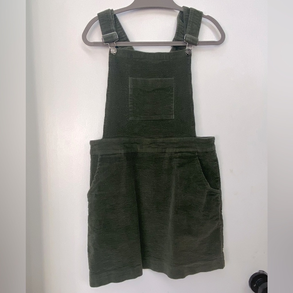 Green Corduroy Overall Dress